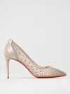 Christian Louboutin Womens Version Light Silk Follies Strass 85 Rete Suede Lame Versio 1.5 In Blush Pink