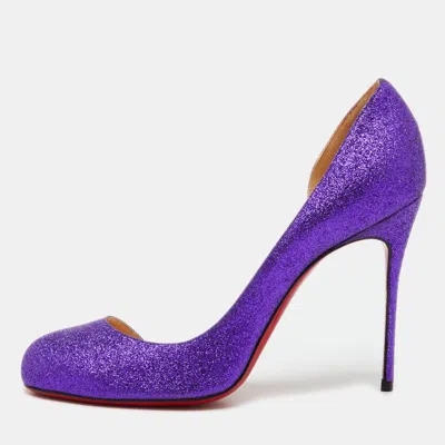 Pre-owned Christian Louboutin Purple Glitter Helmour D'orsay Pumps Size 39.5
