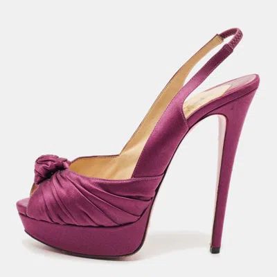 Pre-owned Christian Louboutin Purple Satin Jenny Slingback Pumps Size 39