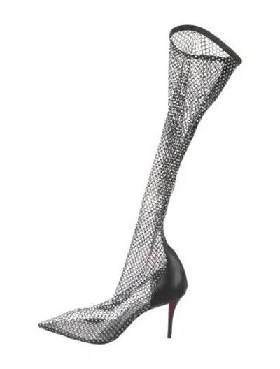 Pre-owned Christian Louboutin Pvc Animal Print Sock Boots In Black
