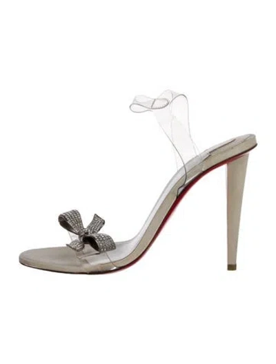 Pre-owned Christian Louboutin Pvc Bow Accents Slides In White