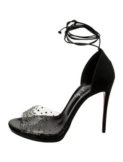 Pre-owned Christian Louboutin Pvc Crystal Embellishments Espadrilles In Black