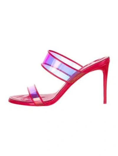 Pre-owned Christian Louboutin Pvc Leather Trim Embellishment Slides