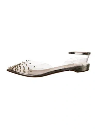 Pre-owned Christian Louboutin Pvc Studded Accents Slingback Flats In Gold