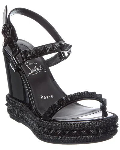 Christian Louboutin Pyraclou 110 Studded Leather Wedge Sandals In Black