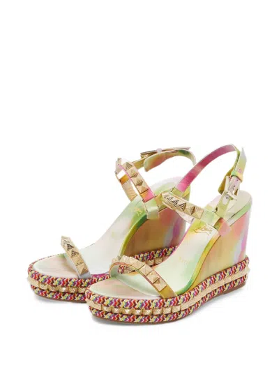 Pre-owned Christian Louboutin Pyra Clou Wedge Sandals In Pink