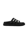 Christian Louboutin Womens Black Pyra Hallulila Waxed Leather Flat Sandals Eur 39.5 / 6.5 Uk