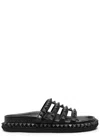 Christian Louboutin Pyra Hallulila Stud-embellished Leather Sliders In Black