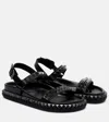Christian Louboutin Womens Black Pyrabizz Waxed-leather Flat Sandals Eur 39 / 6 Uk