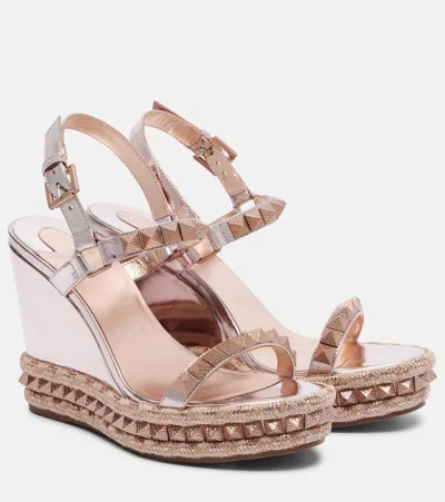 Christian Louboutin Pyraclou 100 Leather Espadrille Sandals In Pink