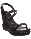 Christian Louboutin Pyraclou Embellished Leather Espadrilles In Black