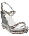 Christian Louboutin Pyraclou Espadrille Wedge Sandal In Silver