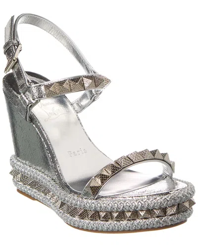 Christian Louboutin Pyraclou 110 Sandals In Silver Leather