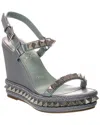 Christian Louboutin Pyraclou 110 Leather Wedge Sandal In Gray