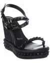 Christian Louboutin Pyraclou 110 Patent Wedge Sandal In Black