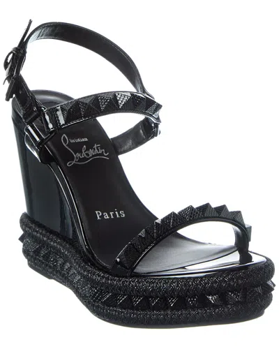 Christian Louboutin Pyraclou 110 Patent Wedge Sandal In Black