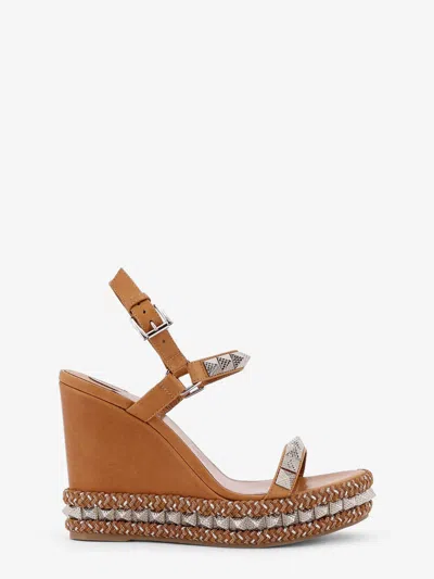 Christian Louboutin Pyraclou 110 Plateau Sandals With Studs In Brown