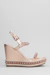 CHRISTIAN LOUBOUTIN PYRACLOU 110 WEDGES IN ROSE-PINK LEATHER