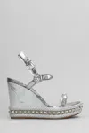 Christian Louboutin Pyraclou 110 Sandals In Silver Leather In Silver