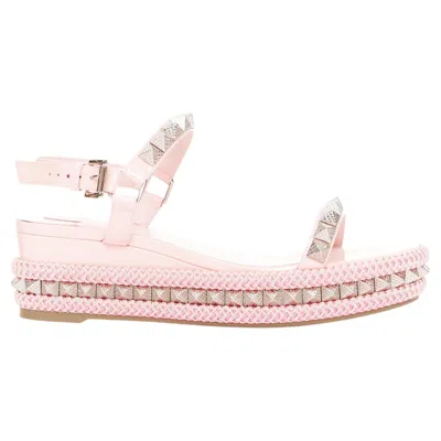 Pre-owned Christian Louboutin Pyraclou 60 Poupee Pink Patent Spikes Platform Wedges Eu38