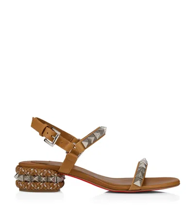Christian Louboutin Pyraclou Embellished Heeled Sandals 30 In Terra