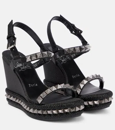 CHRISTIAN LOUBOUTIN PYRACLOU EMBELLISHED LEATHER ESPADRILLES