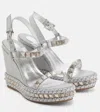 Christian Louboutin Pyraclou Espadrille Wedge Sandal In Silver/lin Silver