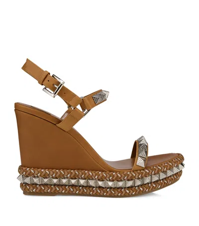 CHRISTIAN LOUBOUTIN PYRACLOU EMBELLISHED WEDGE SANDALS 110