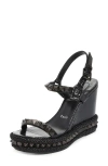 Christian Louboutin Pyraclou Embellished Leather Espadrilles In Black/lin Black