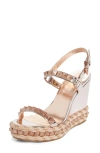 Christian Louboutin Pyraclou Espadrille Wedge Sandal In Vintage Rose