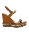 Christian Louboutin Studded Braided Wedge Sandals Embellishments In Brown