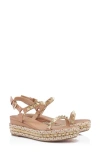 Christian Louboutin Pyraclou Glitter Espadrille Wedge Sandal In N295 Blush/lin Blush