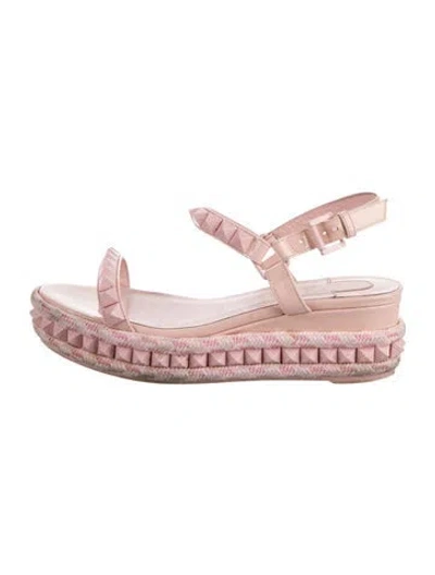 Pre-owned Christian Louboutin Pyraclou Patent Leather Espadrilles In Pink