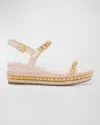 Christian Louboutin Pyraclou Patent Spike Wedge Sandals In F608 Lechelin Leche
