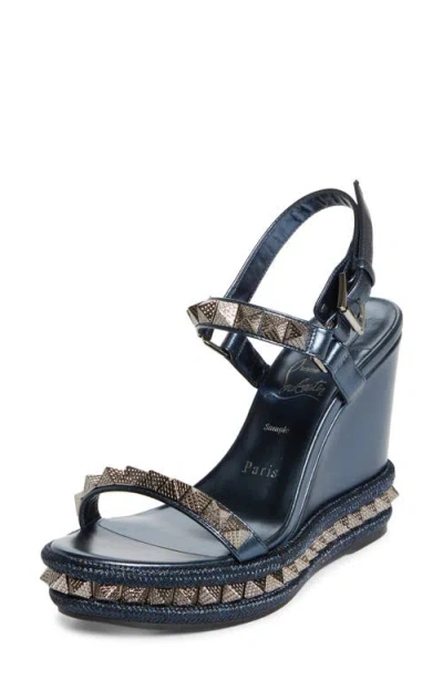 Christian Louboutin Pyraclou Wedge Sandal In Blue