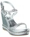 Christian Louboutin Pyrastrass 110 Leather Wedge Sandal In Silver