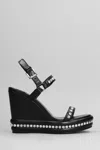 CHRISTIAN LOUBOUTIN PYRASTRASS 110 WEDGES IN BLACK LEATHER