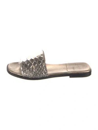 Pre-owned Christian Louboutin Python Slides