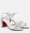 Christian Louboutin Queenie Embellished Crisscross Red Sole Sandals In Cry/silver/lin Silver