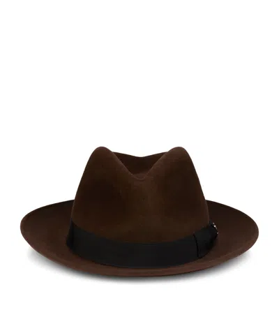 Christian Louboutin Rabbit Fur Fedora Hat In Red