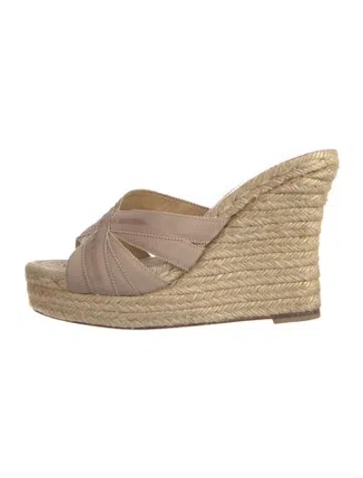 Pre-owned Christian Louboutin Raffia Espadrilles In Neutral