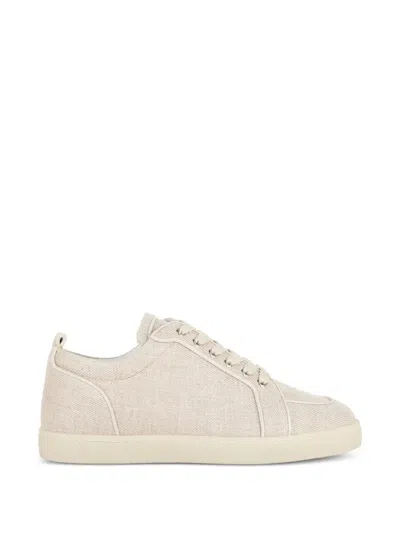 Pre-owned Christian Louboutin Rantulow Lace-up Sneakers In Neutral