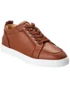 Christian Louboutin Rantulow Orlato Grosgrain-trimmed Full-grain Leather Sneakers In Brown