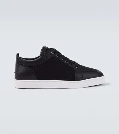 Christian Louboutin Rantulow Cotton-twill And Leather Sneakers In Black