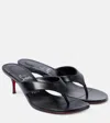 Christian Louboutin Leather Thong Red Sole Slide Sandals In Schwarz