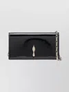 Christian Louboutin Rectangular Patent Clutch Featuring Chain Strap In Black