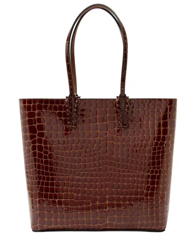 Christian Louboutin Red Croc-embossed Leather & Rubber Cabata N/s Tote  (authentic Pre-loved) In Brown