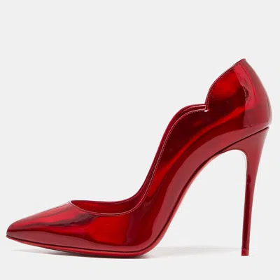 Pre-owned Christian Louboutin Red Patent Leather Hot Chick Pumps Size 37.5
