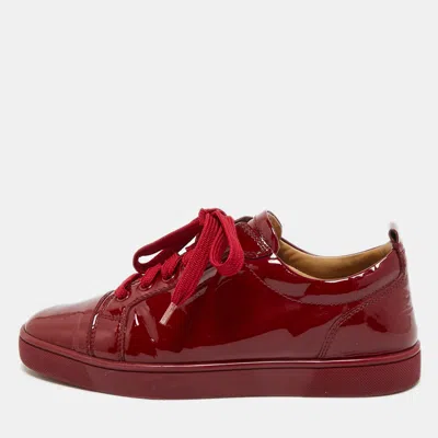 Pre-owned Christian Louboutin Red Patent Leather Louis Junior Sneakers Size 41