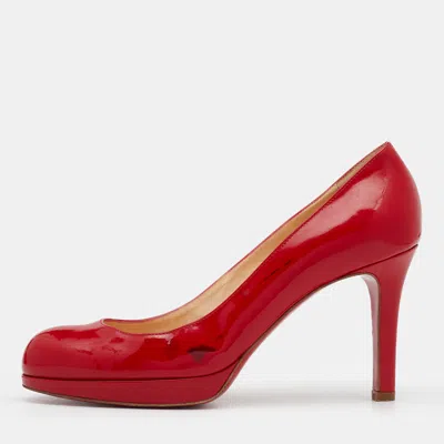 Pre-owned Christian Louboutin Red Patent Leather New Simple Platform Pumps Size 37